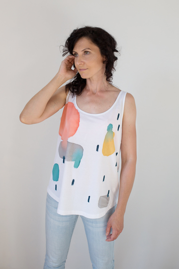 Color Cloud - Vest/Hand-Painted Organic Cotton Abstract Print
