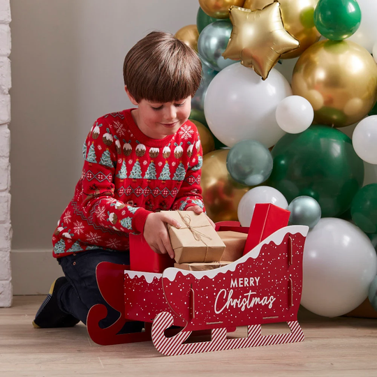 Christmas Present Sleigh, Alternative Sack, Traditional Centrepiece, Seasonal Decoration, Festive Sleigh Decoration
