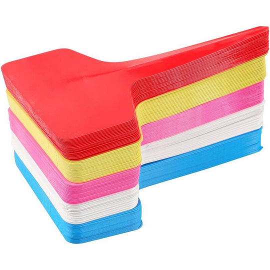 100 Pieces T-Type Plastic Plant Markers and Labels, 6 * 10 cm Reusable Waterproof Colorful Garden Tags(Multicolor)