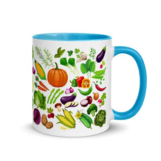 Vegetables Coffee Mug, Tea Vegetable Lover Mug Gift, Botanical Vegetarian Veggies Gift