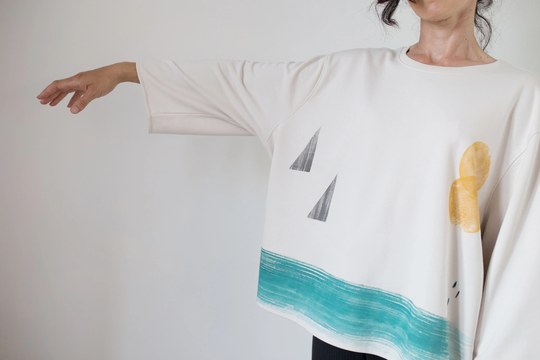 Summer - Square/Hand-Painted Organic Cotton Oversized Sweatshirt Abstract Print