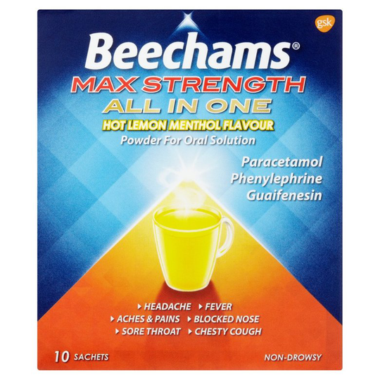 Beechams Ultra All In One Hot Lemon Menthol Sachets 10