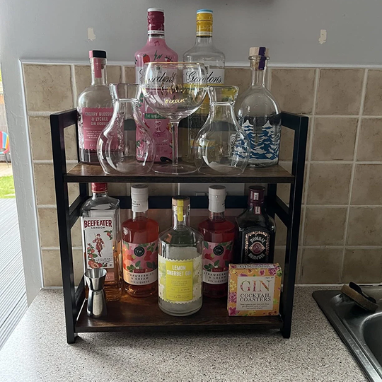 2 Tier Spice Rack Herb Jar Organiser Shelf Free Standing Kitchen Storage Stand