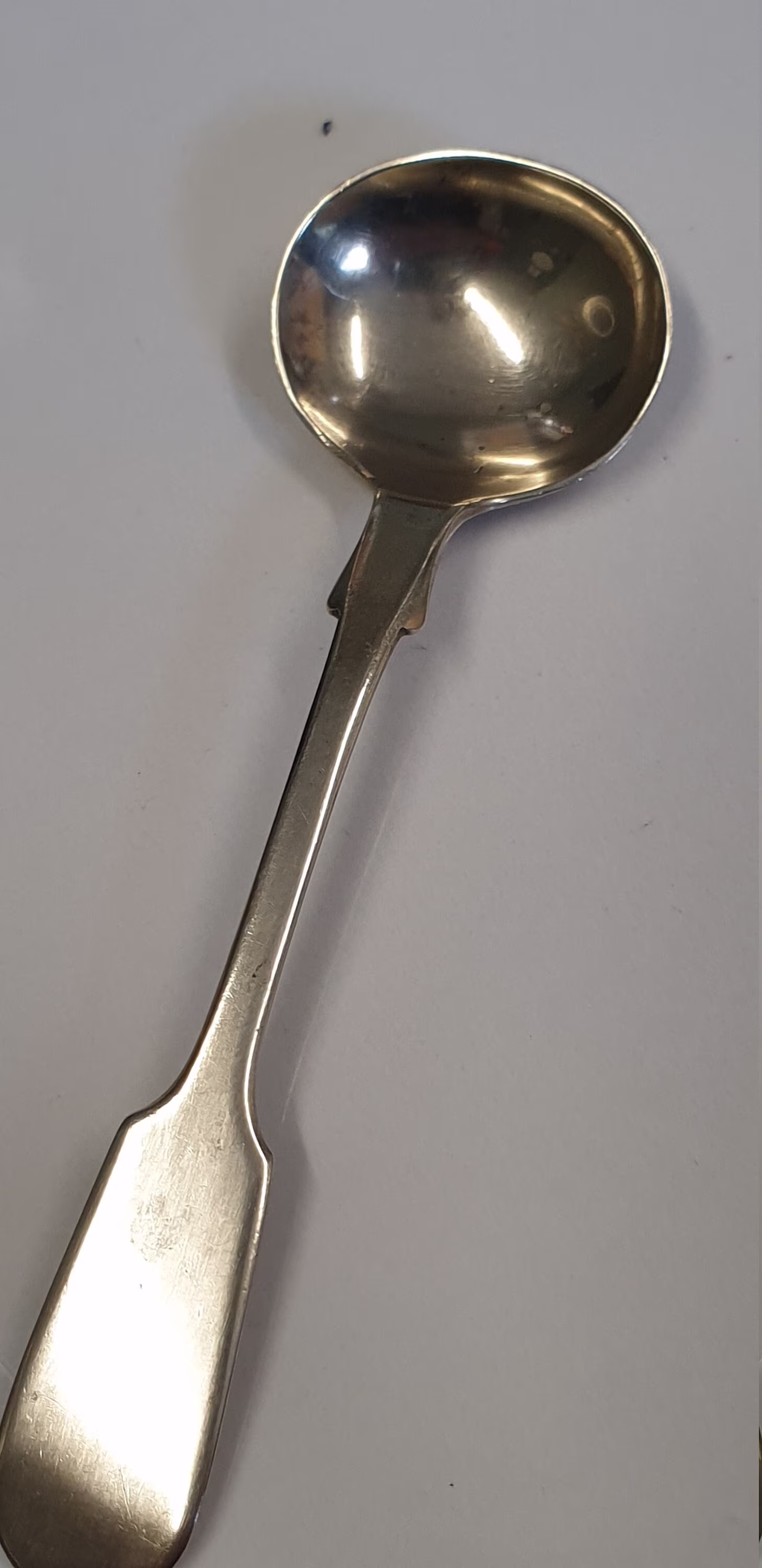 Antique Gold Tone Fiddle Back Salt Spoon