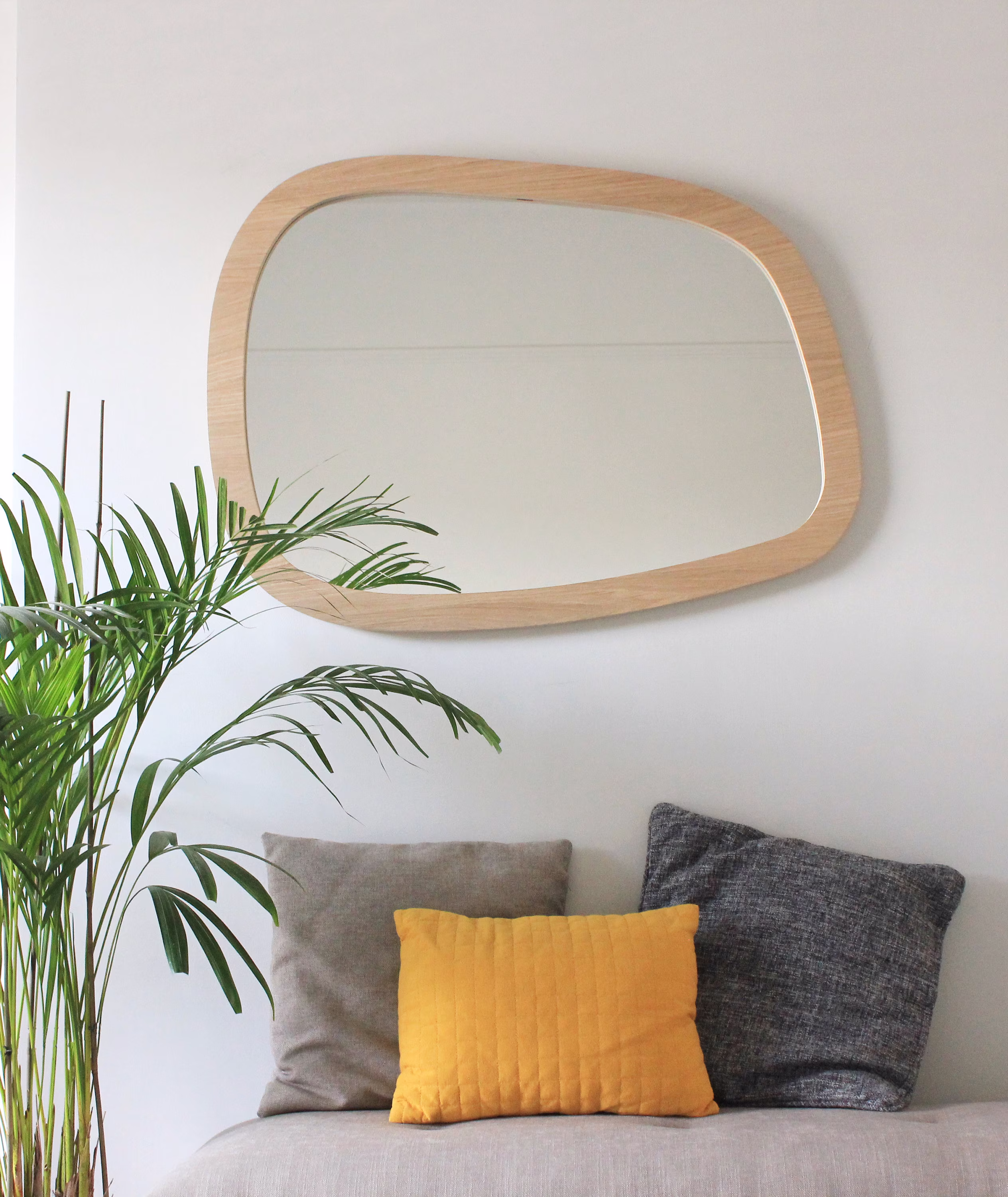 Wall Mirror - Organic Pebble Shape Oak Veneered Plywood Various Sizes- Made To Order