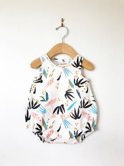 Baby Bubble Romper // Organic Playsuit Bodysuit in Adobo Print Desert Clothing Organic Clothes