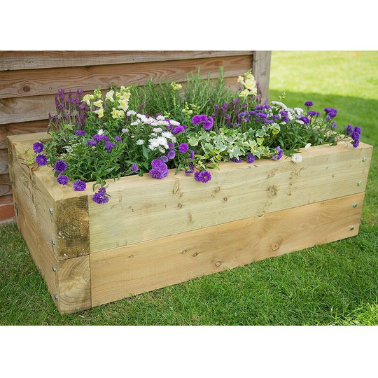 Raised Sleeper Rectangular Garden Bed Planter