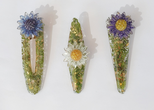 Custom Hair Clip - Flower Personalized Real Barrettes Resin Accessories Floral