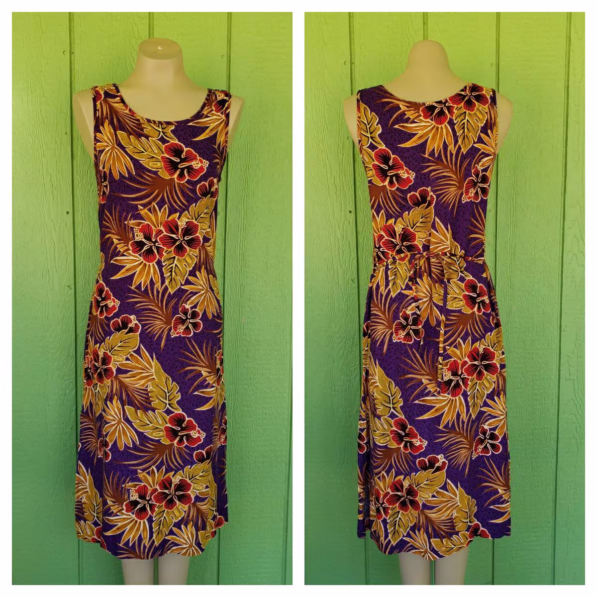Vintage Dress By Jane Ashley | Hibiscus Floral Sleeveless Petite Medium