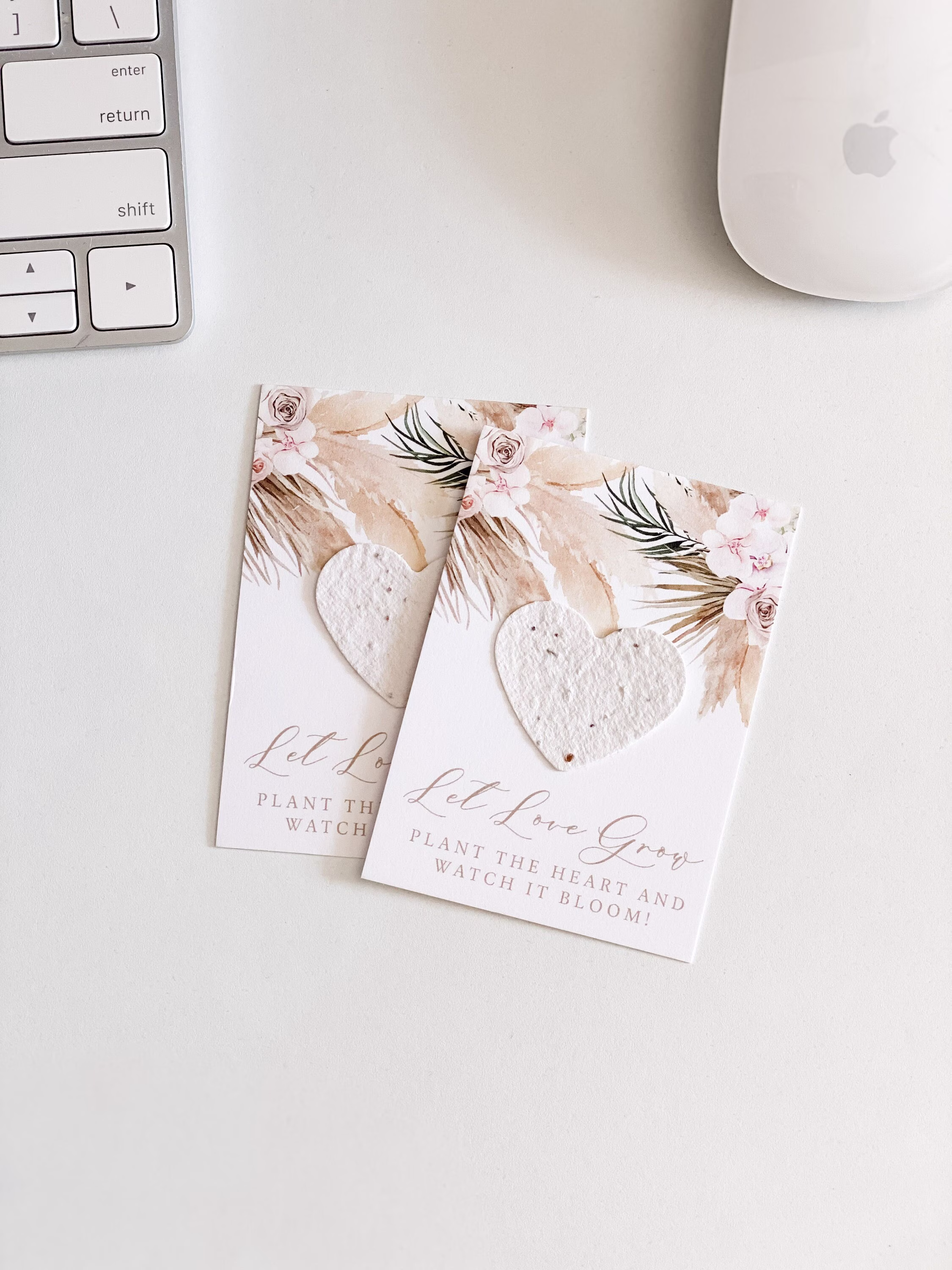 Grownotesâ„¢, Let Love Grow Favor Cards, Blush Pampas, Mailable Favor, Mini Seed Paper Plantable, Wallet Size, Wedding Shower, #10