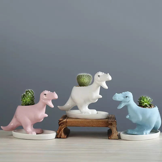 Dinosaur Planter, Plant Pot, T Rex, Animal Pot For Succulents Plants, Flower Ornament, Pen