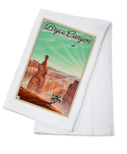 Tea Towel, Apron Bryce Canyon National Park, Utah, Lithograph, Lantern Press Artwork, Kitchen Cooking, Unisex, Adjustable, Organic Cotton