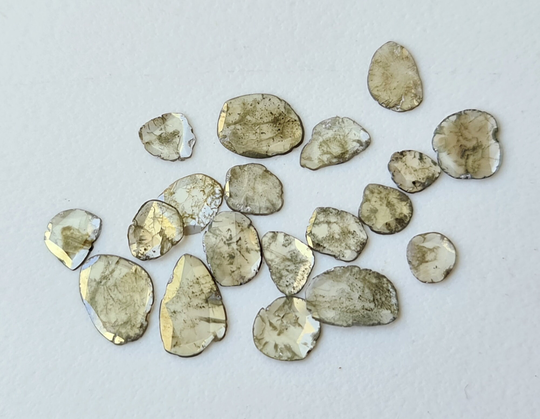 5-9mm Light Brown Salt & Pepper Faceted Diamond Slice, 4 Pcs Polki Loose Slice For Jewelry - Ppkj19