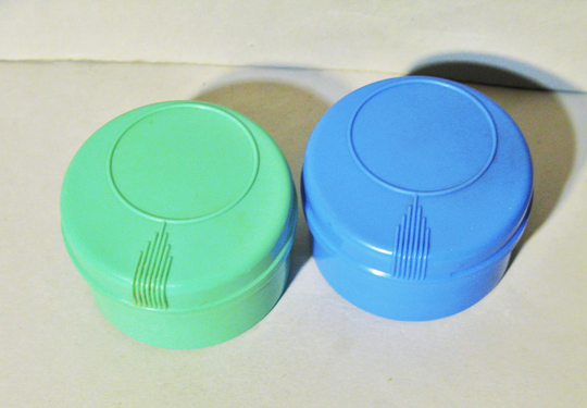 Art Deco Powder Pots, Pair Bakelite Travel Trinket Made in England By Berton London, 1930S Vintage
