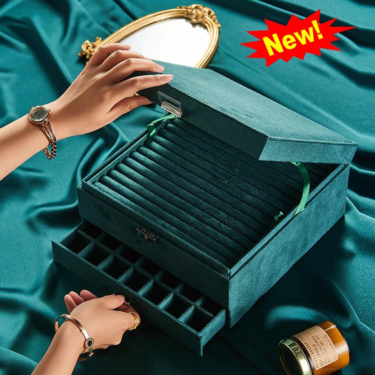 Large Jewelry Box With Lock 3-Layers Flannel Organizer For Women | Makeup Holder Cases