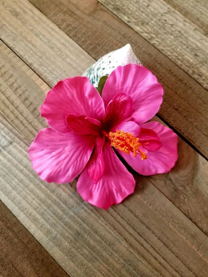 Pink Hibiscus Hair Clip, Single Pink Silk Flowers, Wedding Flowers