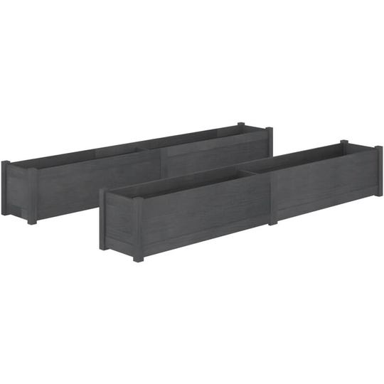 Vidaxl - Garden Planters 2 pcs Grey 200x31x31 cm Solid Pinewood Grey