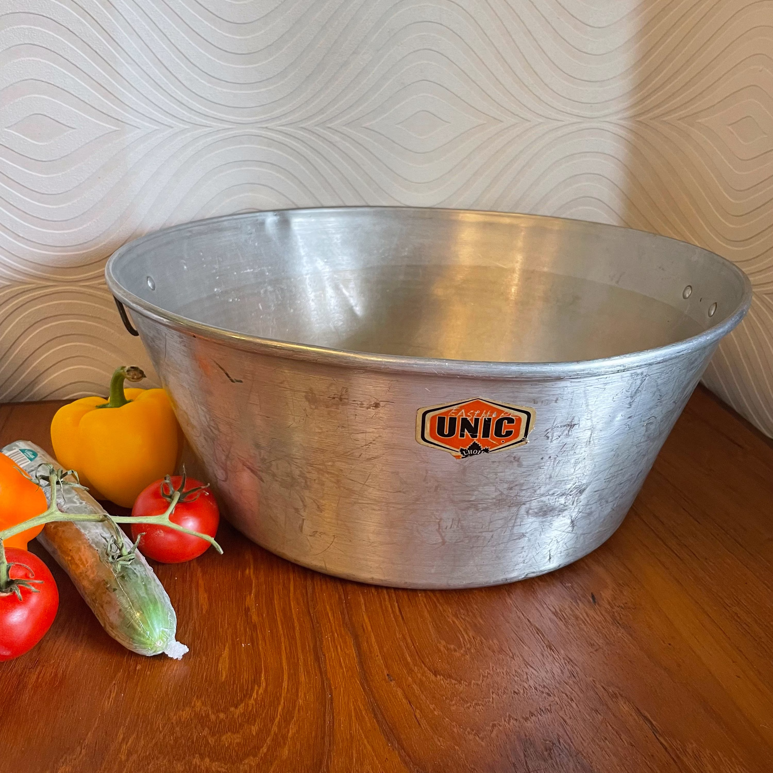 Vintage Aluminum Tub | Unic L'hoir Aluminum, Quebec, Portable Wash Tub, Beer Rustic Garden Planter, Canning, Maple Syrup Industry