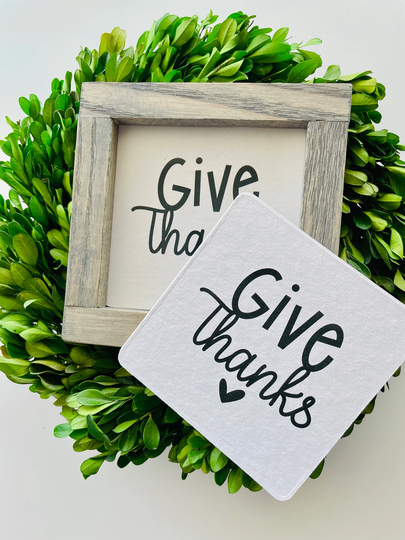 Give Thanks Tile, Interchangeable Decor Sign, Tiered Tray, Seasonal Decor, Thanksgiving Giving Thanks, Grateful November Signs