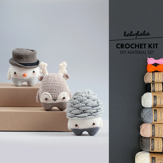 Crochet Kit Lalylala Seasons Winter Amigurumi Diy Snowman, Pine Cone, Reindeer/Deer, For Beginners, Seasonal Decoration