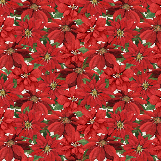 Wilmington Prints - Season Of Heart Poinsettia Ivory Cotton Fabric By The Yard Or Select Length 39702-137