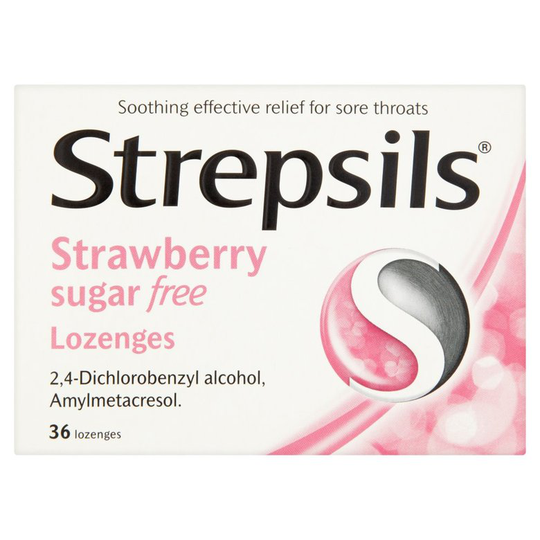 Strepsils Strawberry Sugar Free Lozenges 36