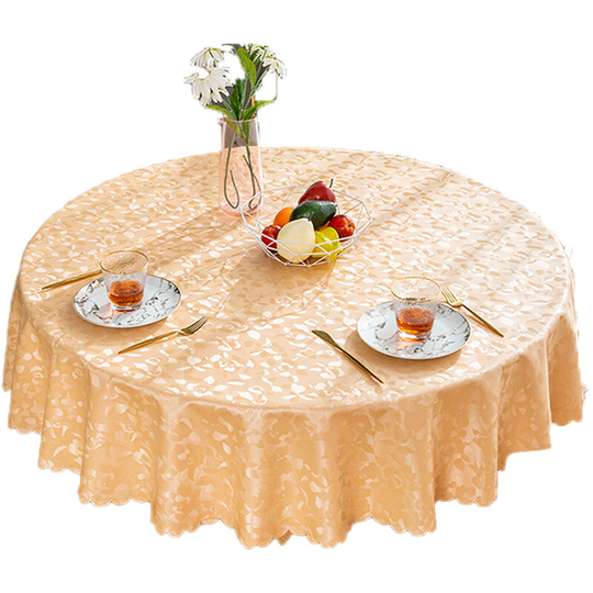 Waterproof vinyl tablecloths, round heavy duty tablecloths, wipeable tablecloths for kitchen and dining rooms Hibiscus champagne 140