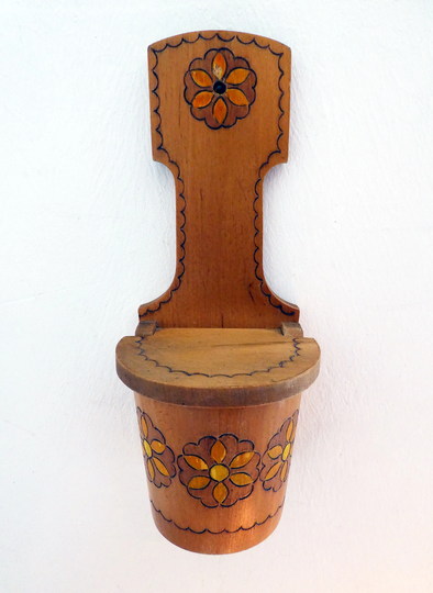 Vintage Wood Wall Salt Holder, 1970S Wooden Box, Hanging Farmhouse Kitchen Decor, Rustic Container Box