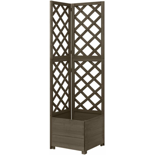 Corner Trellis Planter Grey 40x40x150 cm Solid Fir Wood Vidaxl Grey