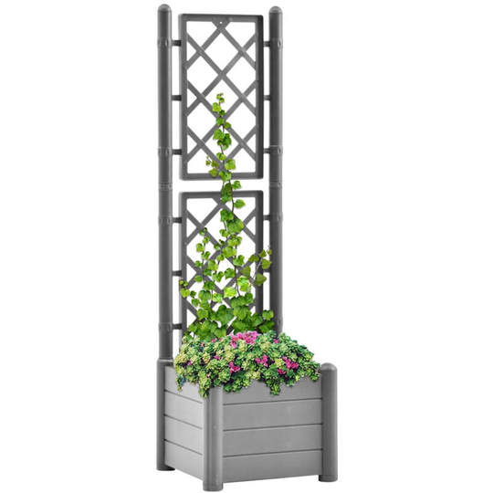 Garden Planter with Trellis 43x43x142 cm pp Stone Grey