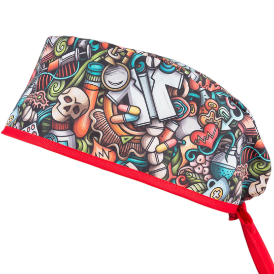 Pilucaps, Model Laboratorio, Short Hair, Surgical Caps For Men & Women With Ties To Tie - 100% Cotton