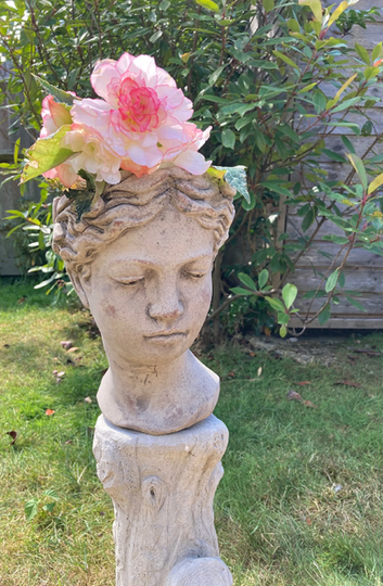 Goddess Head Planter - Female Bust Plant Pot Stone Lady Woman Face Roman Grey 4Kg