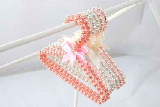 Pink Pearl Pet Clothes Hanger With Bow | Dog Cat Organizer Princess