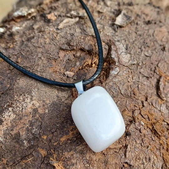 White Jade Freeform Tumble Stone Necklace