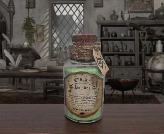 Flu Powder Herbology Magic Travel Potion Glass Bottle Inspired Prop