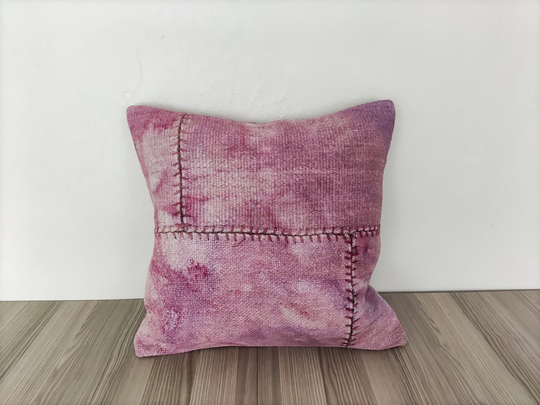 Powder Pink Pillow Cover 20x20 -Vintage Throw -Kilim -Handwoven -Rustic Pillows-Decorative For Couch-Sofa