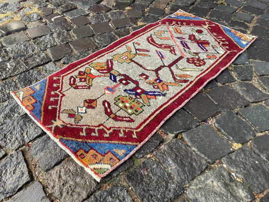 Small Rug, Organic Rug Carpet, Bath Rugs, Boho Decor, Doormats, Vintage Handmade Turkish 44 X 96 cm = 1, 44 3, 14 Ft