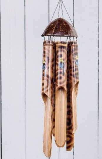 Hand-Crafted Bamboo Painted Bird Windchime 50x14cm