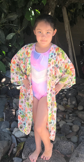 Girls Beach Kimono Cover Ups /Red Hibiscus Kids Ups/ Trendy Kimono/ Summer Outfit/ Up/