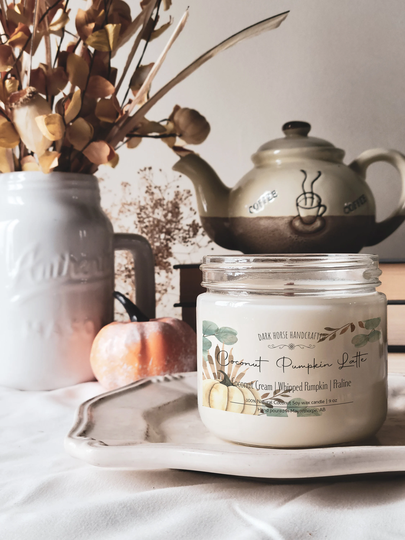 Coconut Pumpkin Latte - Fall Candles, Wood Wick, Seasonal, Decor, Soy Wax, Decor, Autumn Candle