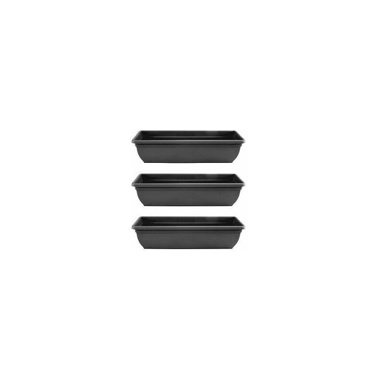 3 x 60cm Trough Plant Pot Long Plastic Planter Outdoor Garden Herb Flower Box