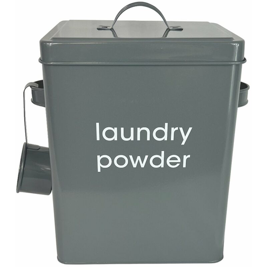 Laundry Powder Canister Storage Tin Container with Scoop - Oypla