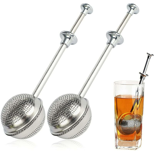 Tea Infusers Tea Strainer with Long Handle, 2 Pieces Stainless Steel Tea Infuser Tea Strainer Steeper Filter