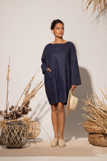 Linen Shirt Dress, Clothing, Summer Dress/Kamari Above The Knee Tunic Long Sleeve