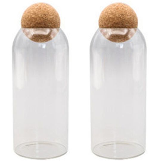 Salt and Pepper Glass Salt & Pepper Shakers with Oak Stopper, Set of 2, Clear 1100ml