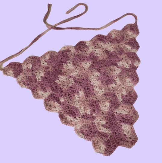 Handmade Crochet Hexagon Organic Cotton Bandana