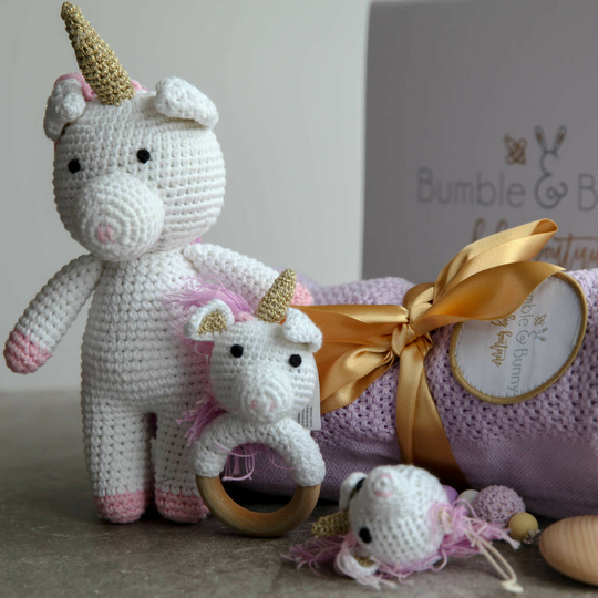 Organic Unicorn Toy Baby Gift Set