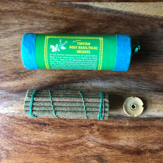 Tibetan Holy Basil | Tulsi Incense | Traditionally Made Nepalese Hand Rolled Incense & Holder