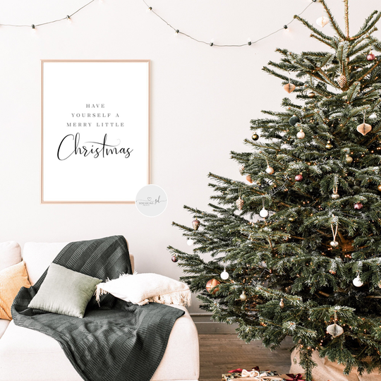 Have Yourself A Merry Little Christmas Quote Print, Festive Wall Art, Winter Seasonal Decor, Xmas