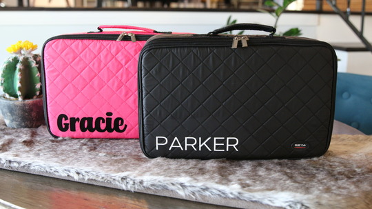 Quilted Palette Briefcase Mua Make Up Case Kids Travel Suitcase Artist Barber Supply Beauty Hair Nail Lash Tattoo Organizer - Black Or Pink
